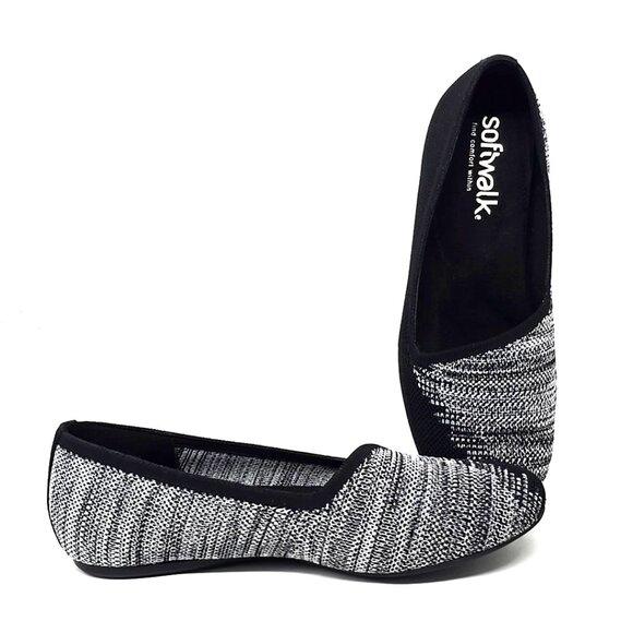 Softwalk Sicily Black Gray Slip on Ballet Flats Shoes Women's Size 6.5W - Picture 1 of 12